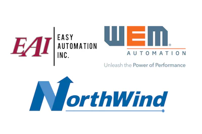 Three automation company logos: EAI Easy Automation Inc., WEM Automation with tagline, and NorthWind