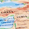 Political map of Middle East showing Turkey, Syria, Cyprus, Lebanon, Palestine, and Iraq with borders and major cities labeled