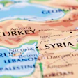 Political map of Middle East showing Turkey, Syria, Cyprus, Lebanon, Palestine, and Iraq with borders and major cities labeled